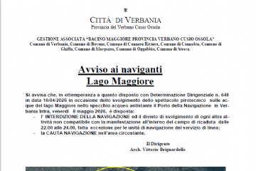 Avviso ai naviganti: Interdizione della navigazione nella giornata del 08/05/2026