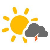 Scattered clouds with chance of thunderstorms