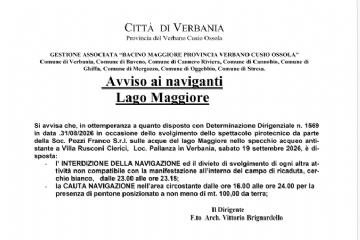 Avviso ai naviganti: Interdizione della navigazione sabato 19/09/2026 dalle ore 23.00 alle ore 23.15