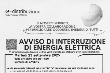 Interruzione di energia elettrica in alcune vie di Baveno marted&#236; 18 settembre